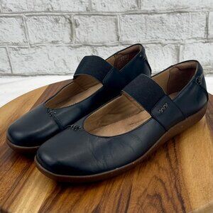 Clarks Collection Womens 9.5 M Black Leather Soft Cushion Mary Jane Loafers